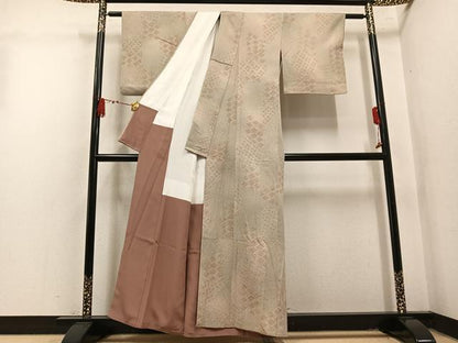 平和屋着物●上質な小紋　菱文　正絹　逸品　AABL7393ph