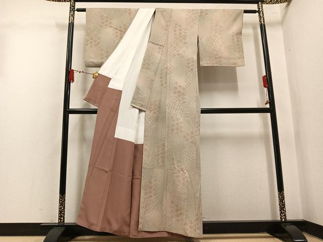 平和屋着物●上質な小紋　菱文　正絹　逸品　AABL7393ph
