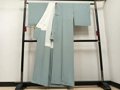 平和屋着物●上質な色無地　柳鼠色　正絹　逸品　未使用　AABL7398ph