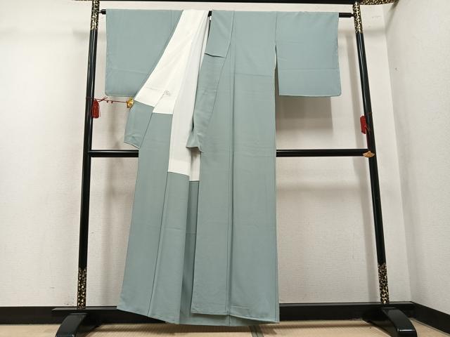 平和屋着物●上質な色無地　柳鼠色　正絹　逸品　未使用　AABL7398ph