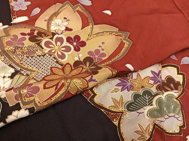平和屋着物●豪華振袖　駒刺繍　舞桜文　金彩　正絹　逸品　AABL7401ph