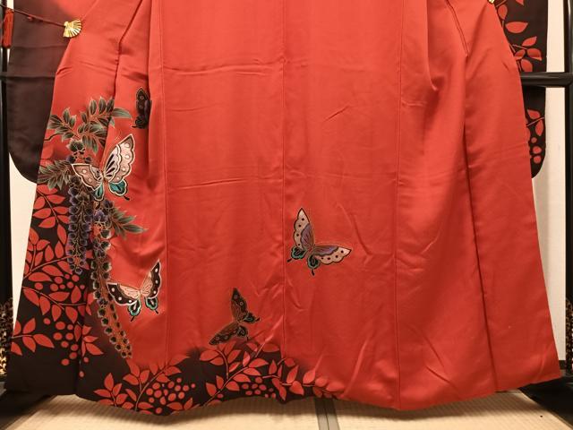 平和屋着物●豪華振袖　花蝶文　暈し染め　金彩　正絹　逸品　AABL7402ph