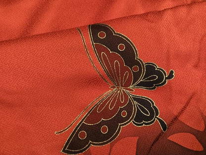 平和屋着物●豪華振袖　花蝶文　暈し染め　金彩　正絹　逸品　AABL7402ph