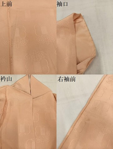 平和屋着物●上質な色無地　遠州椿地紋　淡香色　正絹　逸品　AABL7411ph