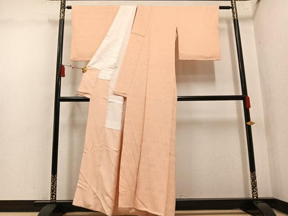 平和屋着物●上質な色無地　遠州椿地紋　淡香色　正絹　逸品　AABL7411ph