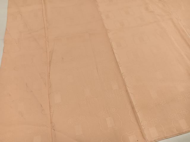 平和屋着物●上質な色無地　遠州椿地紋　淡香色　正絹　逸品　AABL7411ph