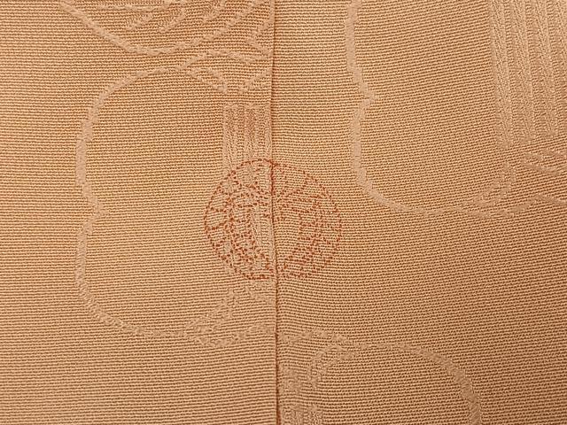 平和屋着物●上質な色無地　遠州椿地紋　淡香色　正絹　逸品　AABL7411ph