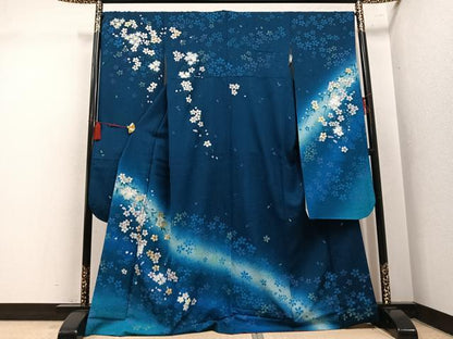 平和屋着物●豪華振袖　桜　暈し染め　金銀彩　正絹　逸品　AABL7419ph