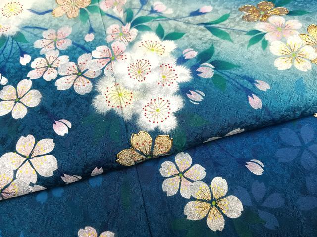 平和屋着物●豪華振袖　桜　暈し染め　金銀彩　正絹　逸品　AABL7419ph