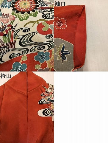 平和屋着物●豪華振袖　紅型　風景草花文　正絹　逸品　AABL7420ph