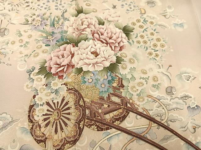 平和屋着物●鎌倉友禅　坂井教人　日本工芸会正会員　色留袖　刺繍　草花文　暈し染め　正絹　逸品　AABL7424ph