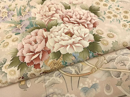 平和屋着物●鎌倉友禅　坂井教人　日本工芸会正会員　色留袖　刺繍　草花文　暈し染め　正絹　逸品　AABL7424ph