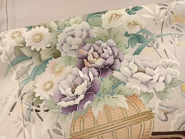 平和屋着物●鎌倉友禅　坂井教人　日本工芸会正会員　色留袖　刺繍　草花文　暈し染め　正絹　逸品　AABL7424ph