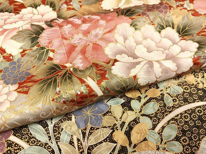 平和屋着物●豪華振袖　草花文　金彩　正絹　逸品　AABL7427ph