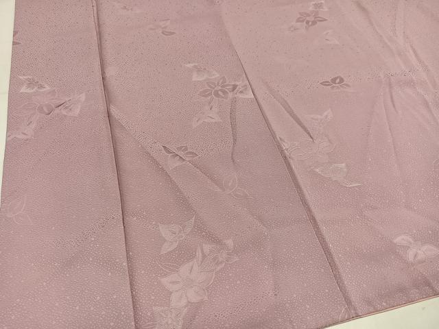 平和屋着物●上質な色無地　草花地紋　水柿色　正絹　逸品　AABL7428ph