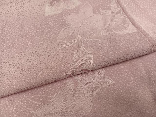 平和屋着物●上質な色無地　草花地紋　水柿色　正絹　逸品　AABL7428ph
