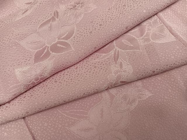 平和屋着物●上質な色無地　草花地紋　水柿色　正絹　逸品　AABL7428ph