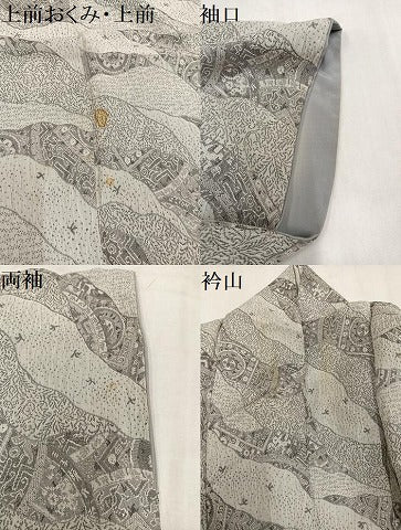 平和屋着物●天目織　お召　道長花文　正絹　逸品　AABL7429ph