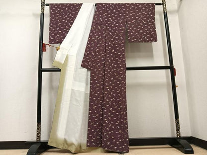 平和屋着物●歌舞伎界の人間国宝 片岡仁左衛門　小紋　片岡仁左衛門の美世界　舞桜文　反端付き　正絹　逸品　未使用　AABL7439ph