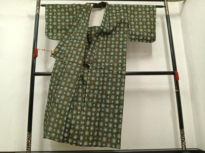 平和屋着物●久留米絣　単衣　十字絣　綿　逸品　AABL7446ph
