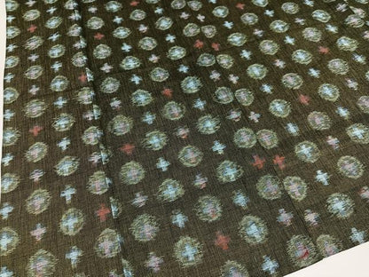 平和屋着物●久留米絣　単衣　十字絣　綿　逸品　AABL7446ph