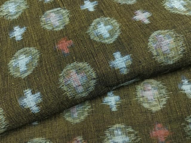 平和屋着物●久留米絣　単衣　十字絣　綿　逸品　AABL7446ph