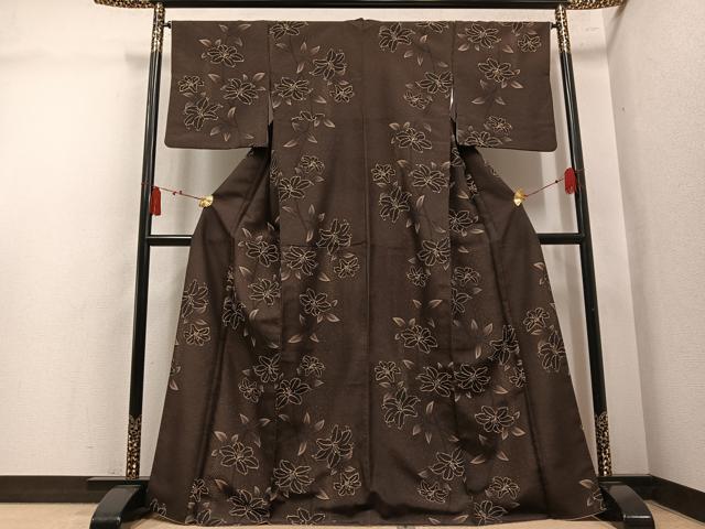 平和屋着物●小紋　草花文　洗える着物　AABL7447ph