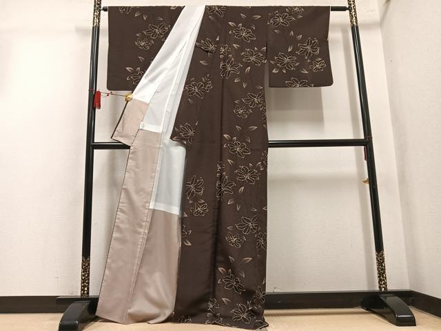 平和屋着物●小紋　草花文　洗える着物　AABL7447ph