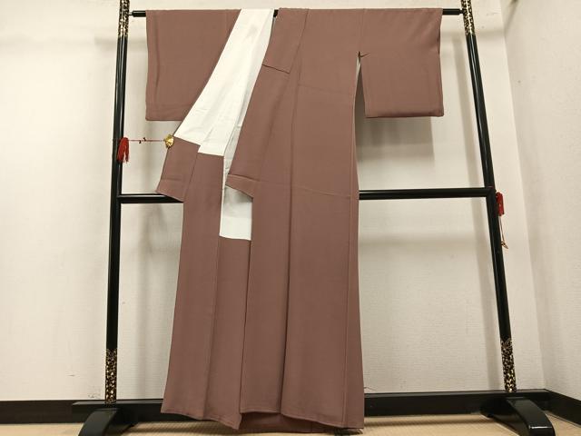 平和屋着物●上質な色無地　宗伝唐茶色　正絹　逸品　AABL7449ph