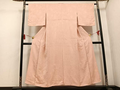 平和屋着物▼上質な色無地　草花地紋　肉色　正絹　逸品　AABL7451ph