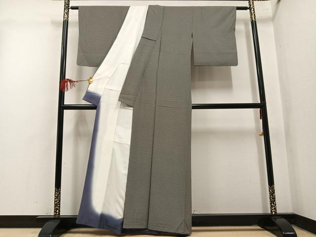平和屋着物●江戸小紋　花尽くし　黒地　正絹　逸品　AABL7453ph