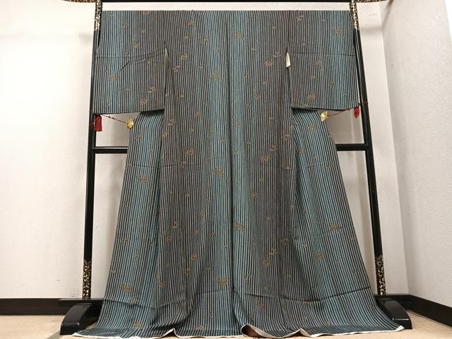 平和屋着物●上質な小紋　草花文　仮絵羽　正絹　逸品　未使用　AABL7455ph