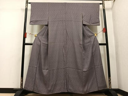 平和屋着物▼上質な色無地　草木地紋　源氏鼠色　正絹　逸品　AABL7460ph
