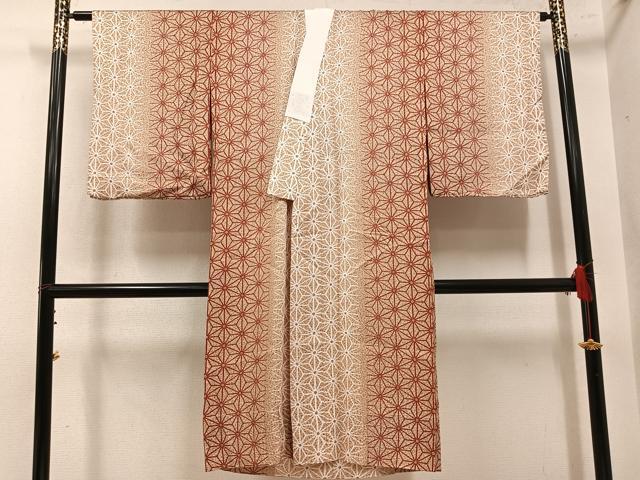 平和屋着物●長襦袢　無双仕立て　麻の葉文様　正絹　逸品　AABL7462ph