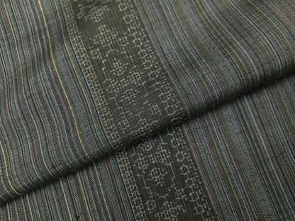 平和屋着物●結城紬　100亀甲　間道　正絹　逸品　AABL7465ph