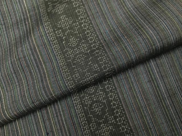 平和屋着物●結城紬　100亀甲　間道　正絹　逸品　AABL7465ph