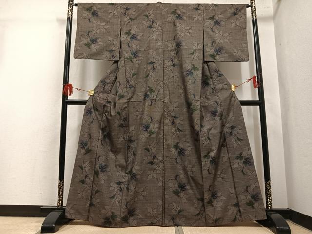 平和屋着物●本場大島紬　9マルキ　葉尽くし　正絹　逸品　AABL7467ph
