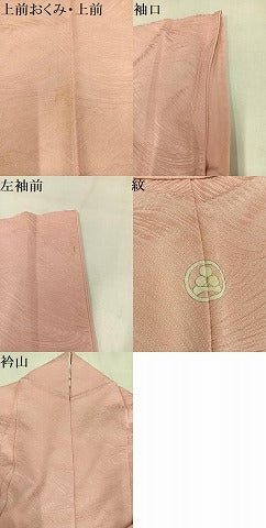 平和屋着物●上質な色無地　立波地紋　赤香色　正絹　逸品　AABL7472ph