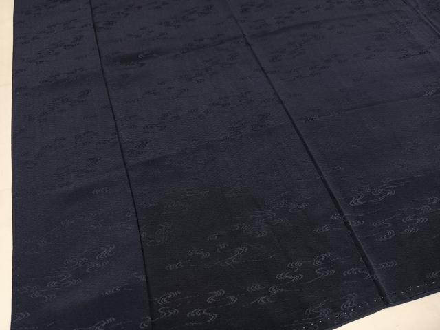 平和屋着物●上質な色無地　流水地紋　藍鉄色　正絹　逸品　AABL7473ph