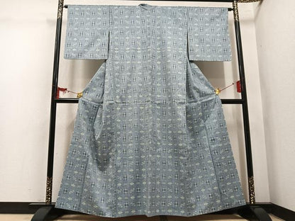 平和屋着物●上質な紬　琉球絣文様　正絹　逸品　AABL7474ph