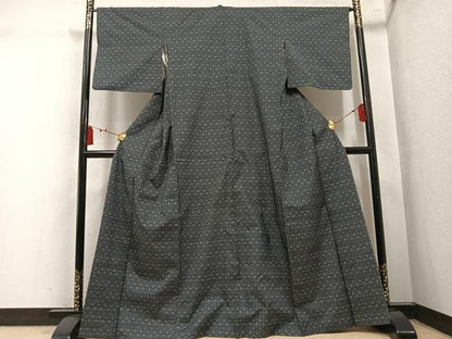 平和屋着物●本場大島紬　7マルキ　幾何学文様　正絹　逸品　AABL7476ph
