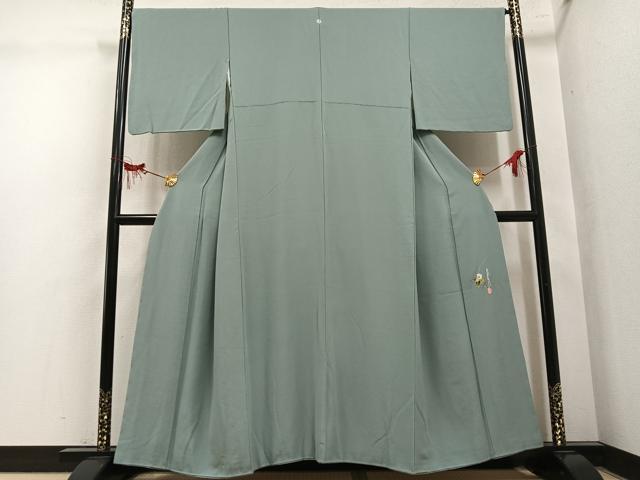 平和屋着物●本草木染作家　瑞鳳　色無地　利休鼠色　正絹　逸品　AABL7479ph