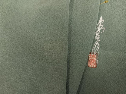 平和屋着物●本草木染作家　瑞鳳　色無地　利休鼠色　正絹　逸品　AABL7479ph