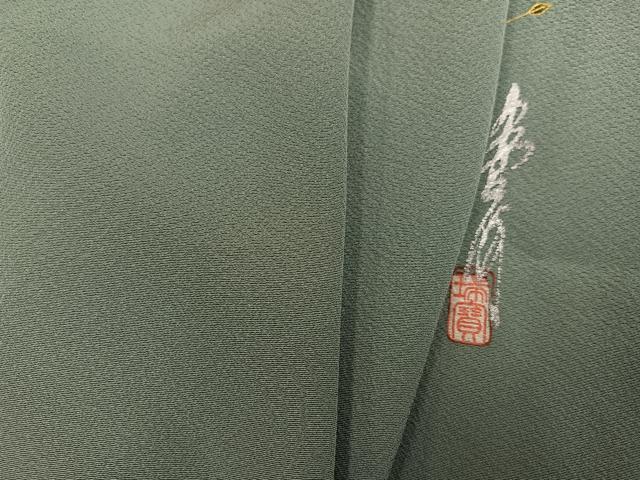 平和屋着物●本草木染作家　瑞鳳　色無地　利休鼠色　正絹　逸品　AABL7479ph