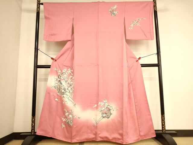 平和屋着物■訪問着　花車文　暈し染め　金銀彩　正絹　逸品　AABL7483br