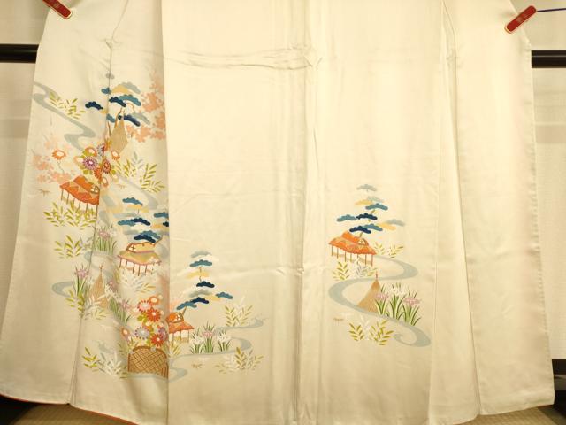 平和屋着物■訪問着　松竹梅流水風景花文　正絹　逸品　AABL7484br
