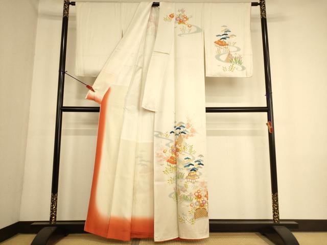 平和屋着物■訪問着　松竹梅流水風景花文　正絹　逸品　AABL7484br