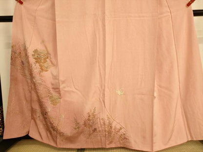 平和屋着物■中国三大刺繍　汕頭刺繍　スワトウ刺繍　訪問着　雪輪吉祥花文　暈し染め　金彩　正絹　逸品　AABL7485br