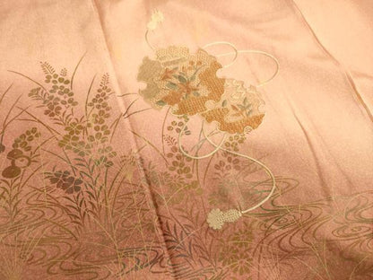平和屋着物■中国三大刺繍　汕頭刺繍　スワトウ刺繍　訪問着　雪輪吉祥花文　暈し染め　金彩　正絹　逸品　AABL7485br