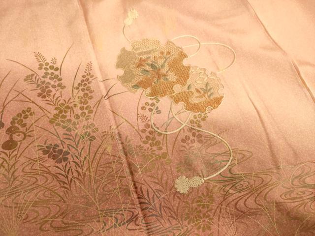 平和屋着物■中国三大刺繍　汕頭刺繍　スワトウ刺繍　訪問着　雪輪吉祥花文　暈し染め　金彩　正絹　逸品　AABL7485br